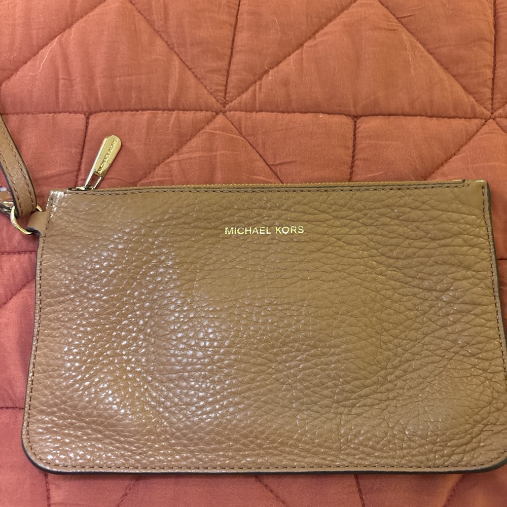 Michael Kors Brown Leather Wristlet